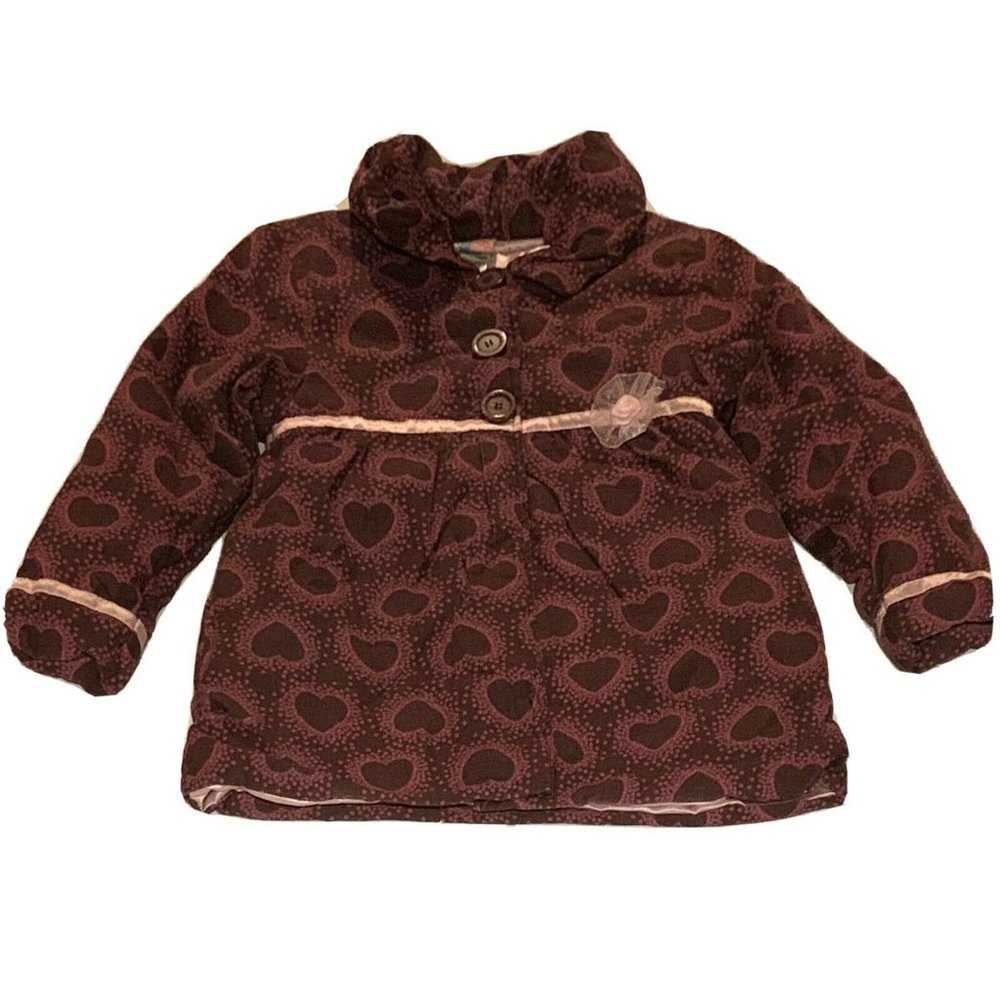 Al & Ray Girls Coat New with Tags Pink Brown 5/6 Hearts Adorable Lined